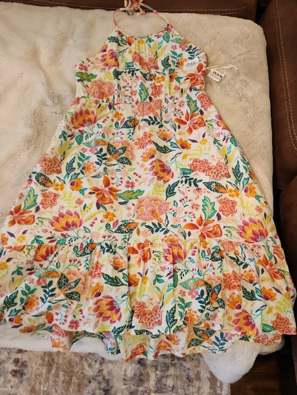 Old Navy Floral Midi Dress Floral Print - Girls xl 14-16
